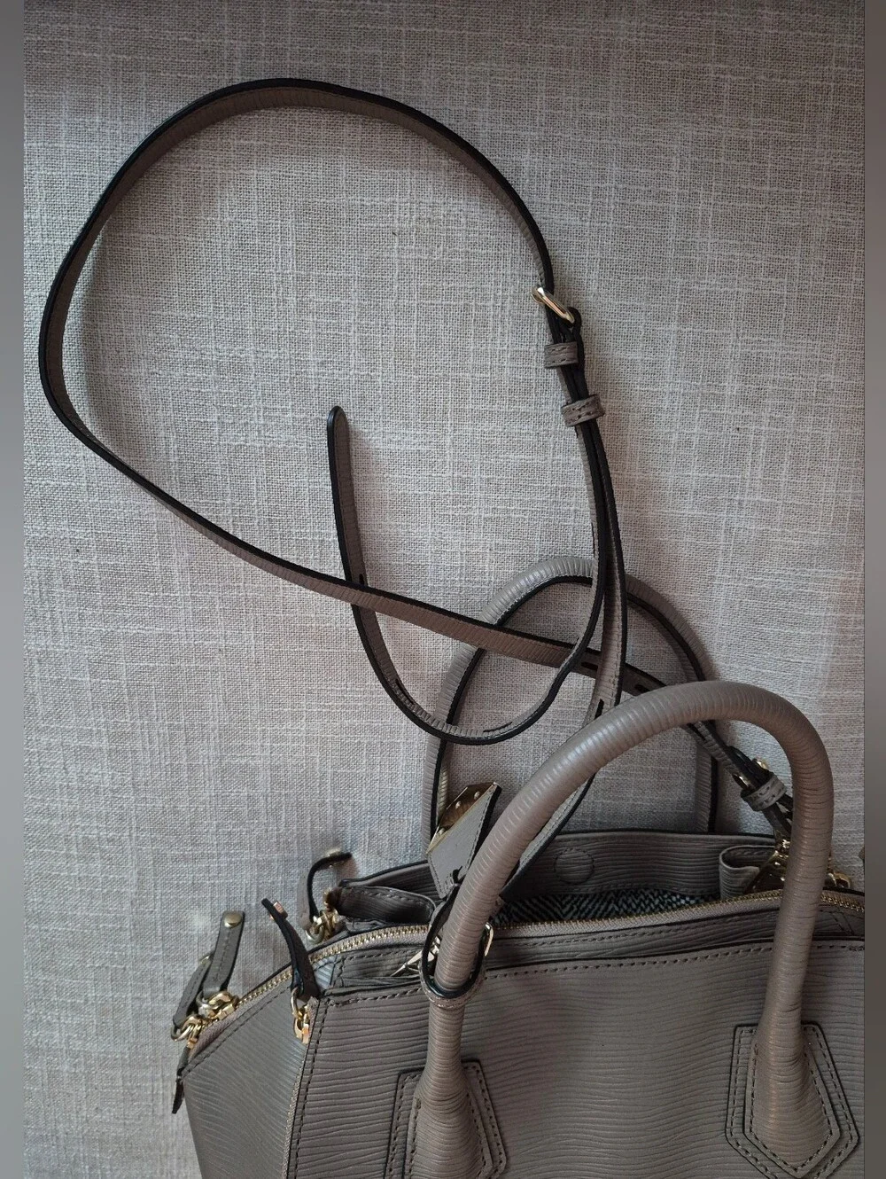 Rebecca Minkoff Grey Epi Leather Medium Satchel Crossbody Purse